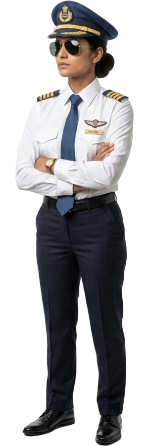 Trainee commercial pilot in uniform